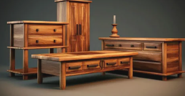 Solid wood furniture installed in living room